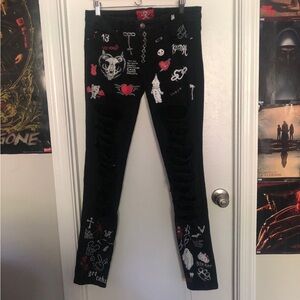 Hand painted royal bones jeans